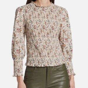 Veronica Beard Kali Ruffled Smocked Floral Print Top Blouse size 8 NWT